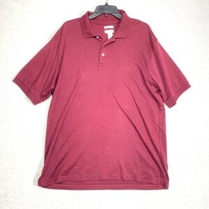 Van Heusen Polo Shirt Men's L Burgundy 100% Pima Cotton Short Sleeve Casual Top